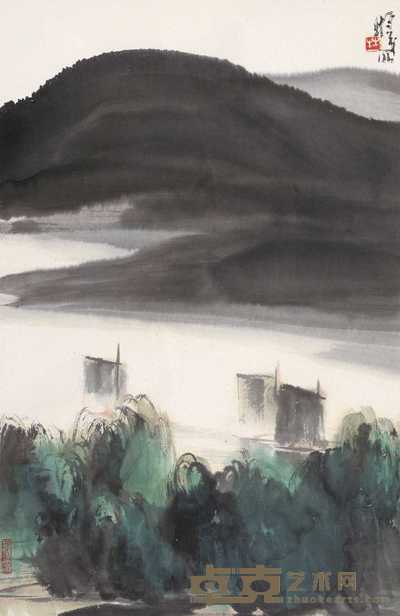 林曦明 秋江归帆 立轴 77×50cm
